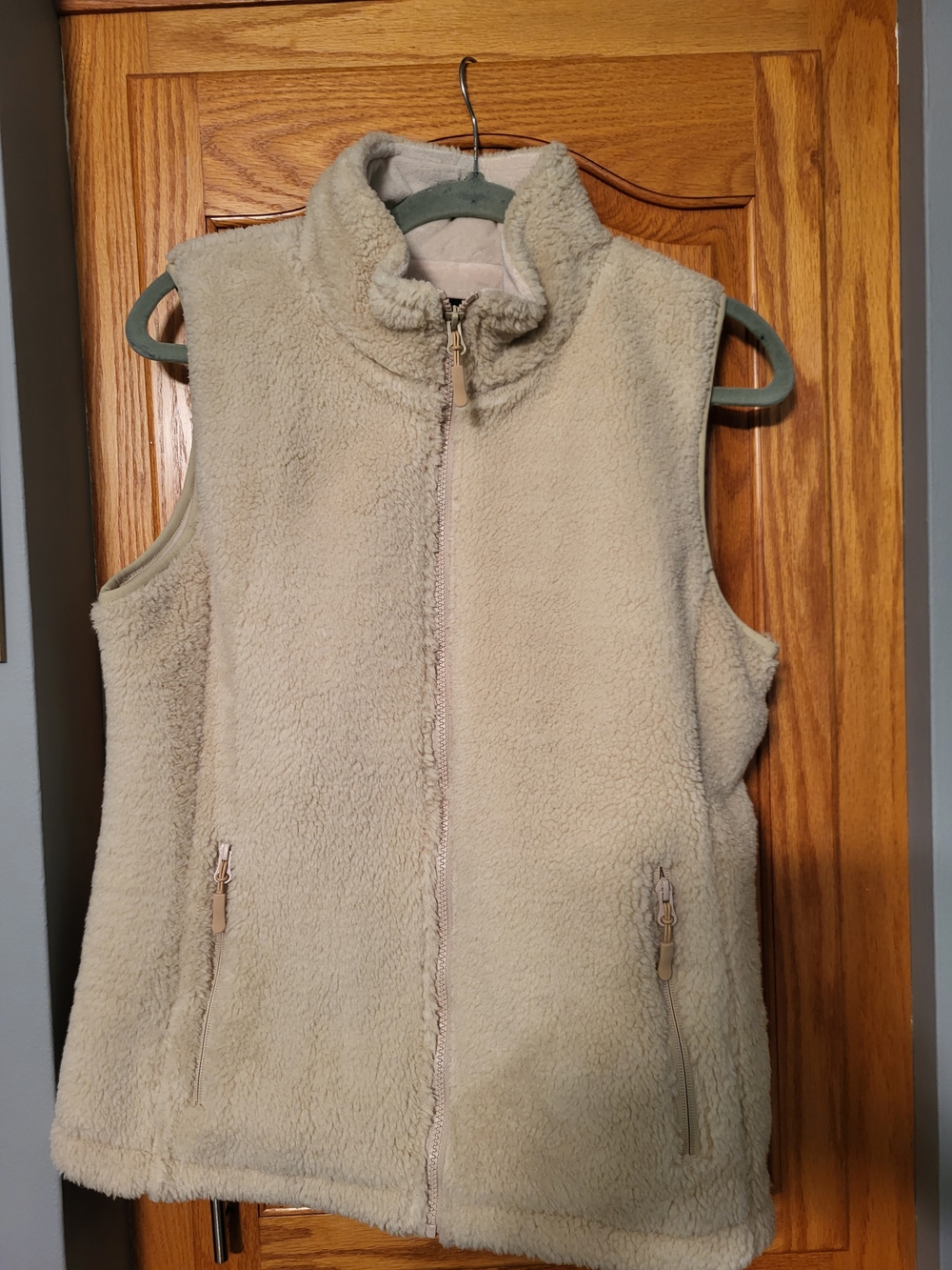 Fuzzy Fleece Heated Vest for Women with Battery Size Small Beige